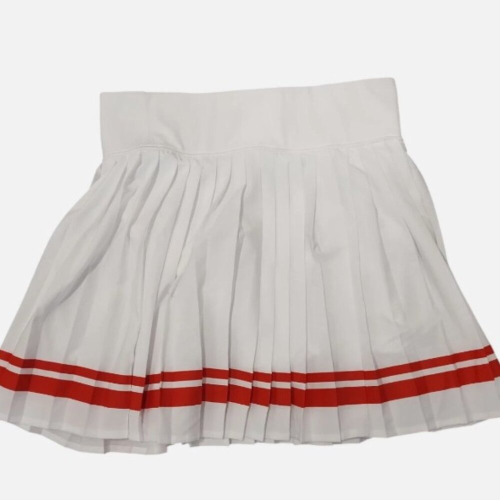 Sincerely Jules Tennis Skirt SIZE XS  BUILT IN SKORT PICKLEBALL WHITE WITH RED